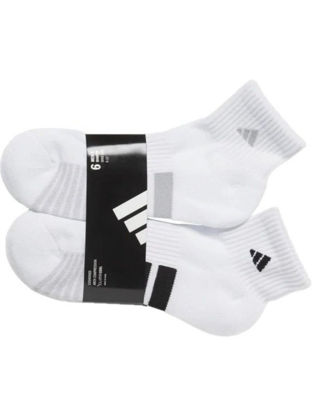 NWT Adidas Men's 6-12 White Climacool Quarter Socks 6-Pack
